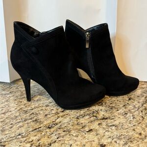 Limelight Black Ankle Booties with Peep-Toe Design